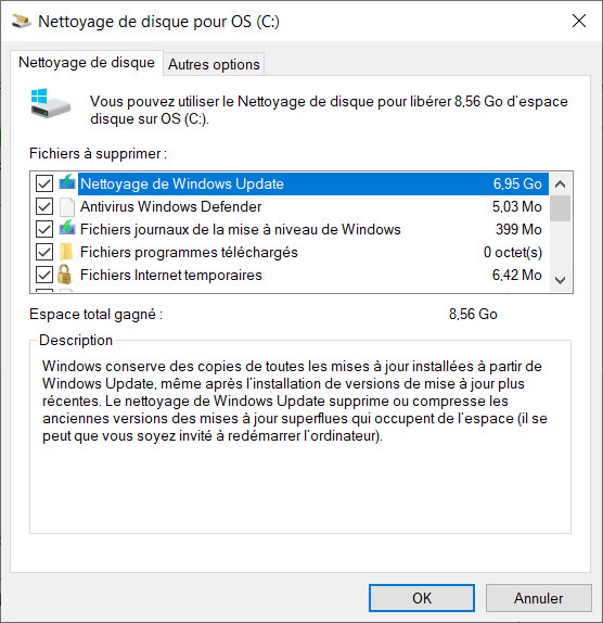 Nettoyer les disques sous Windows 10